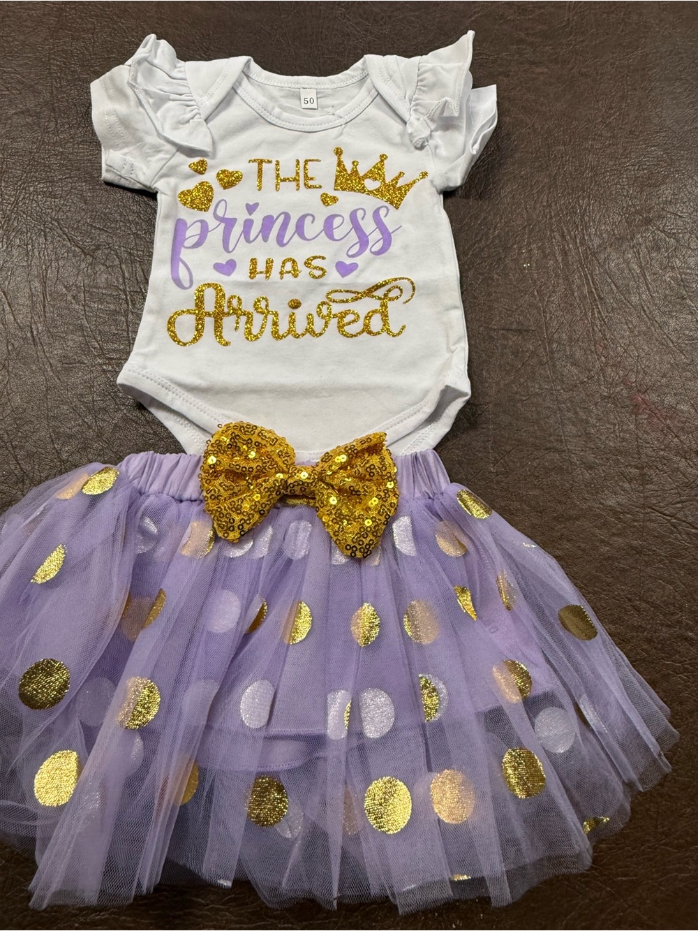 Baby Girls Purple & Gold "The Princess Has Arrived" Costume Set I